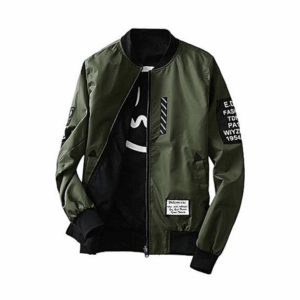 Patchwork Zipper Jacket Double Side-Green